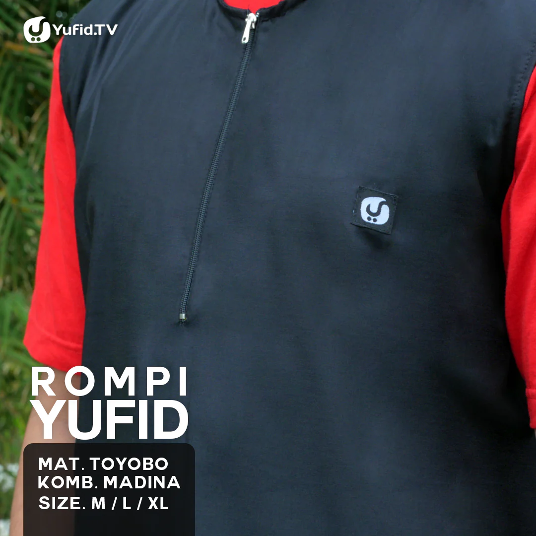 Rompi Sholat Yufid Hitam Kombinasi Putih (Yufidstore) - Image 4