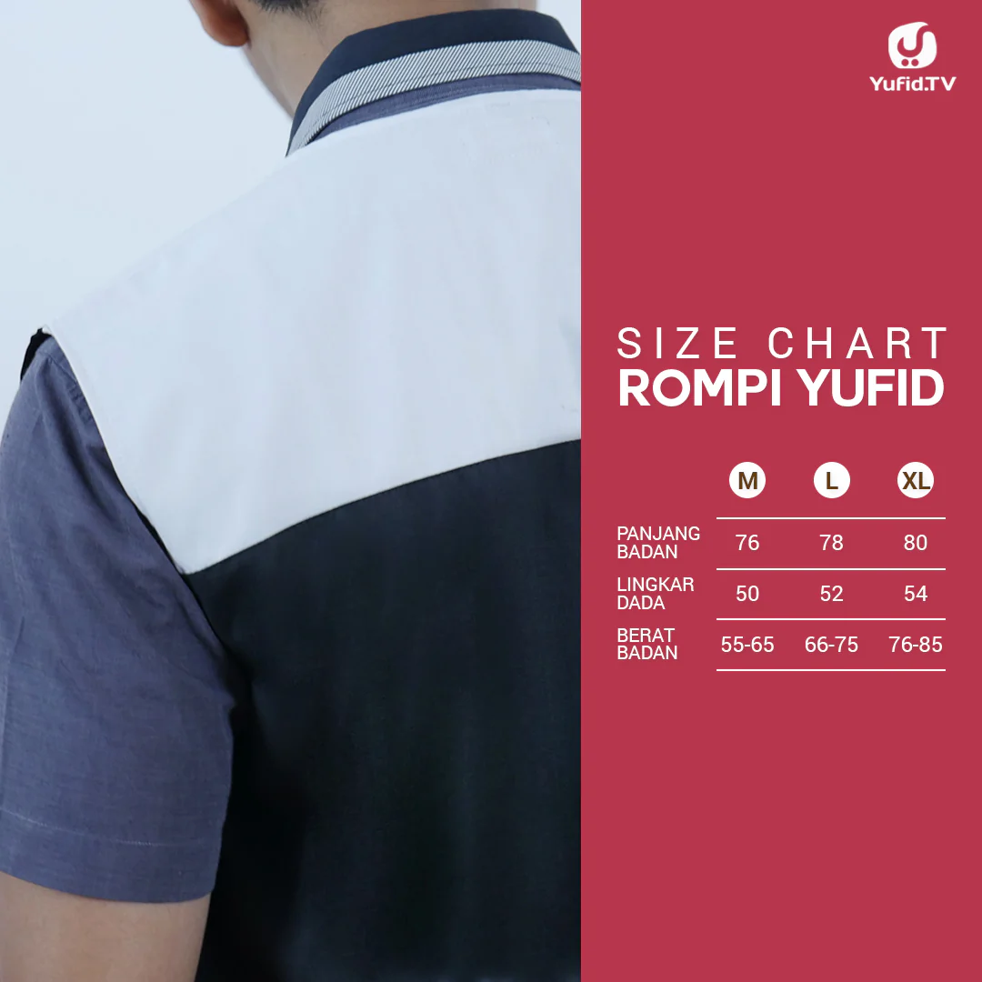 Rompi Sholat Yufid Hitam Kombinasi Putih (Yufidstore) - Image 9